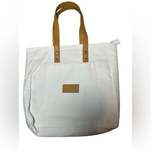 Cozy Earth White Zippered Canvas Tote Bag